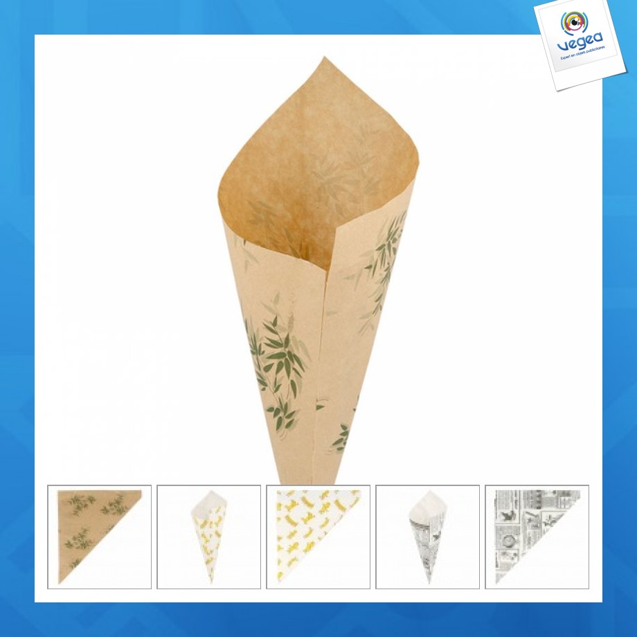 Cornet en papier personnalisable 250g (le mille)