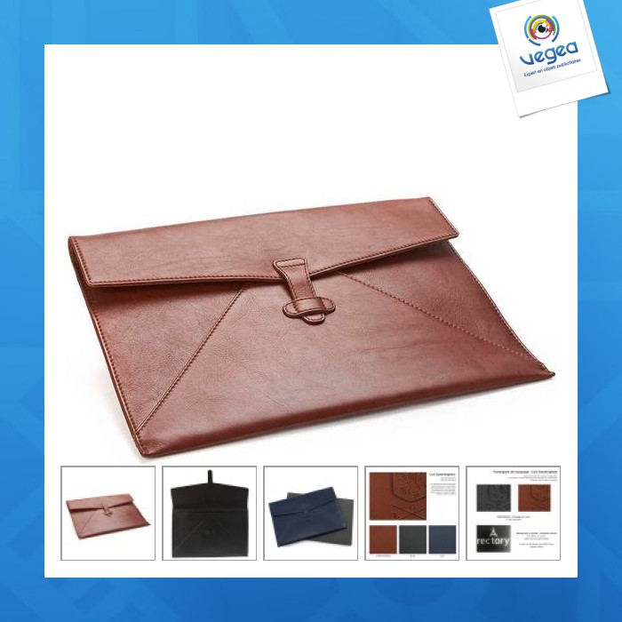 Porte-document ou tablette façon enveloppe en cuir nappa sandringham