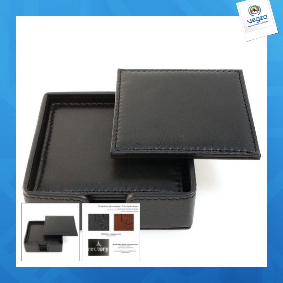 Set de sous-verres carrés en cuir nappa sandringham