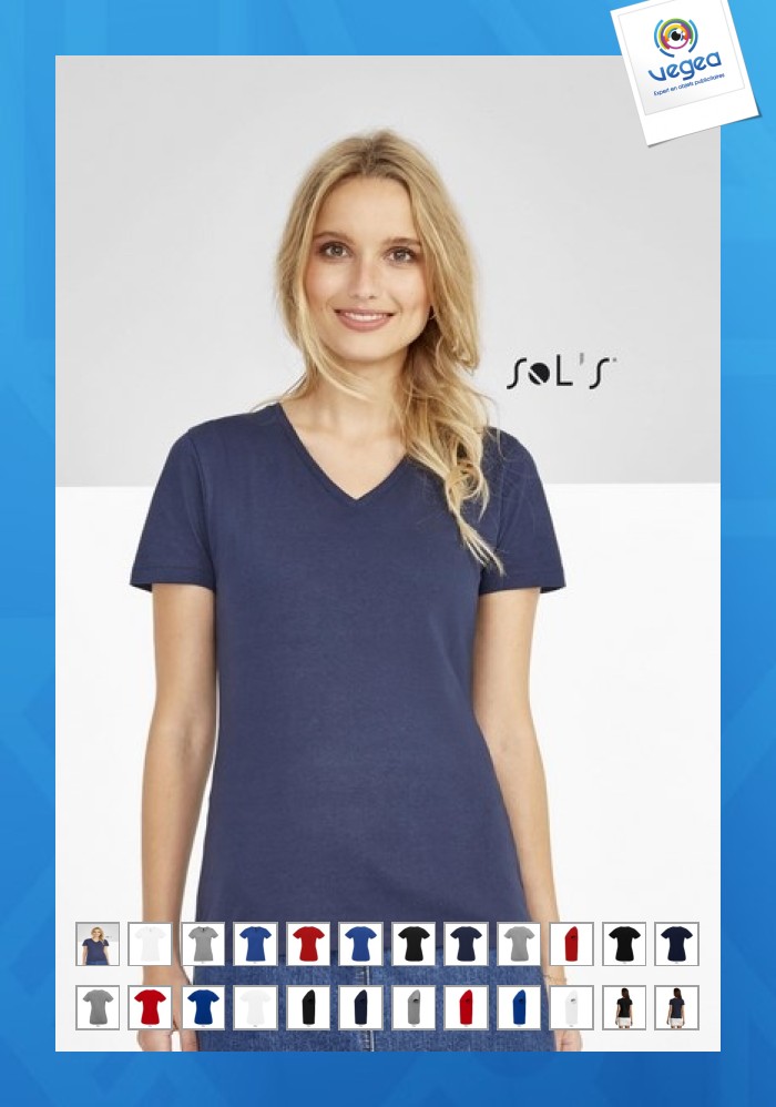 T-shirt femme col v 190g imperial