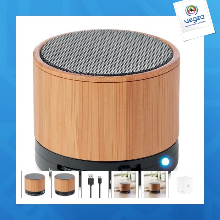 Haut-parleur personnalisable sans fil bambou 3w