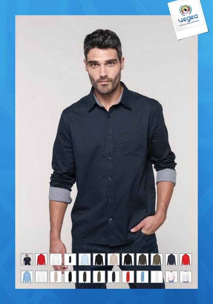 Chemise personnalisée ml en coton sergé épais