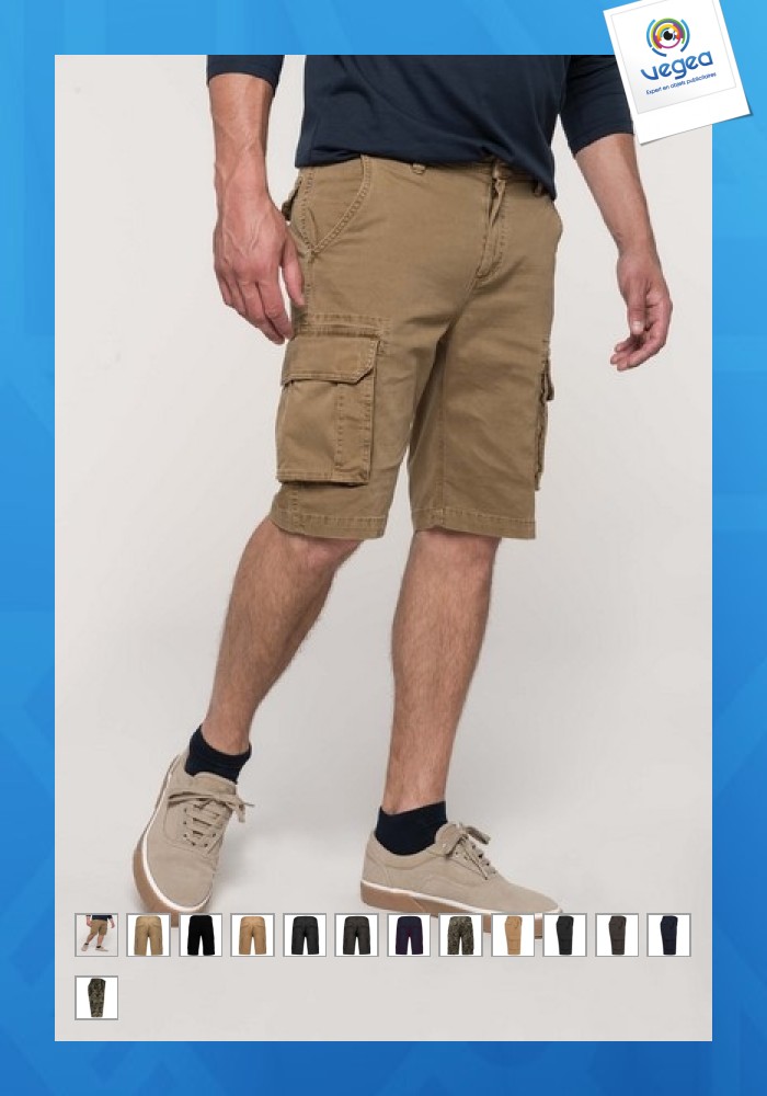 Bermuda personnalisable multipoches homme