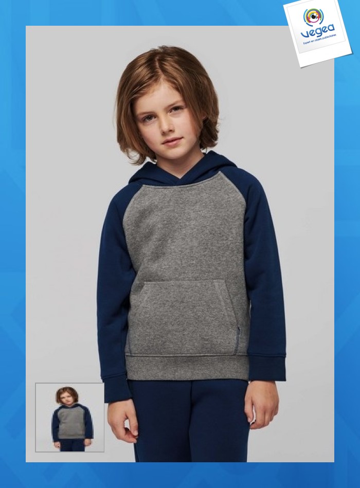Sweat-shirt publicitaire capuche bicolore enfant - proact