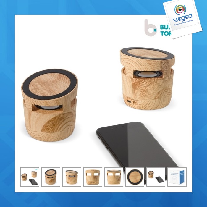 Enceinte publicitaire en bois 3w avec chargeur sans fil