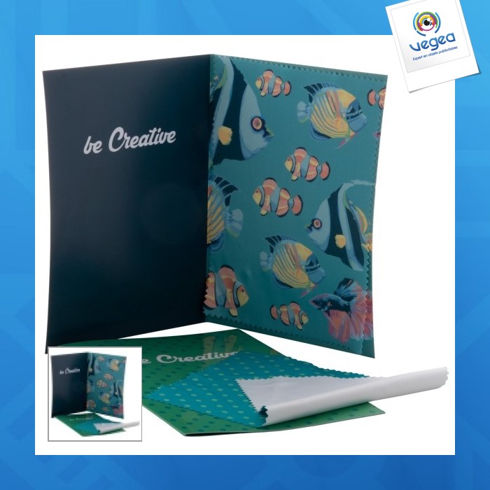 Chiffonnette publicitaire avec carte postale