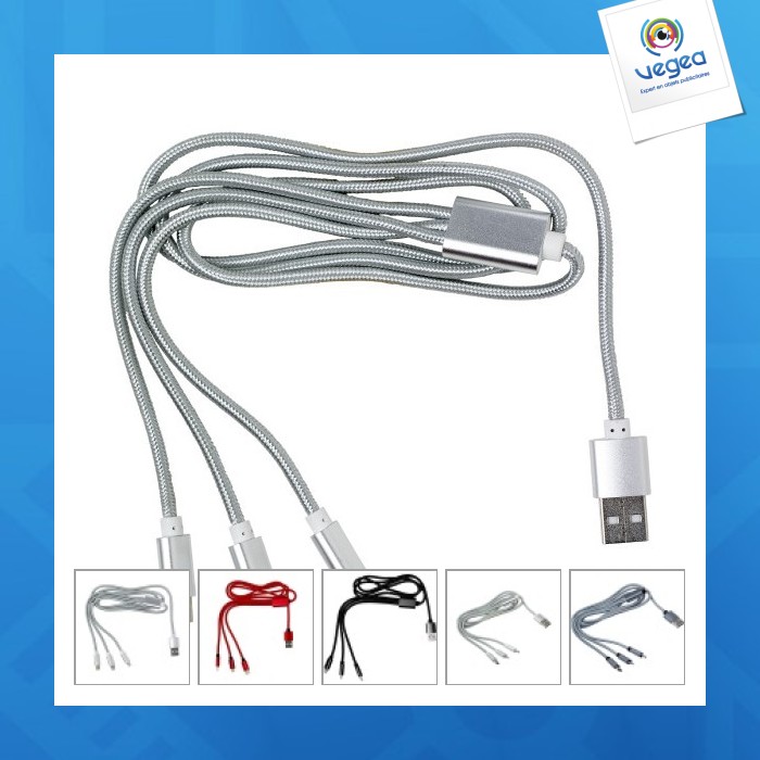Long câble de charge publicitaire 3 en 1