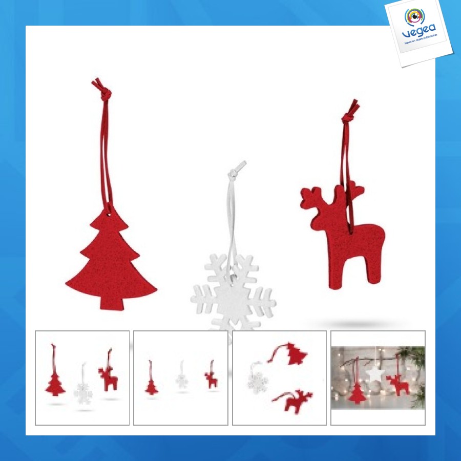 Set de 3 décorations de noël 3 modèles différents