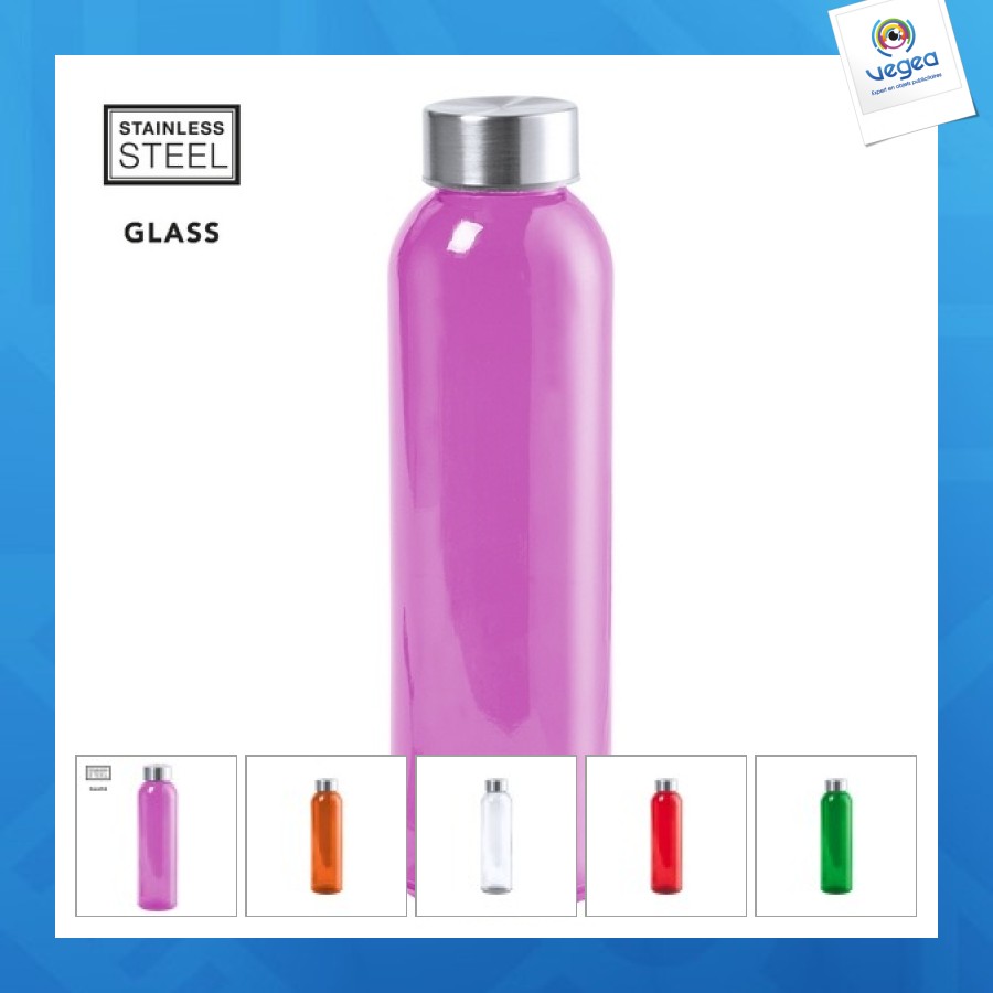 Gourde en verre personnalisable 50cl colorée