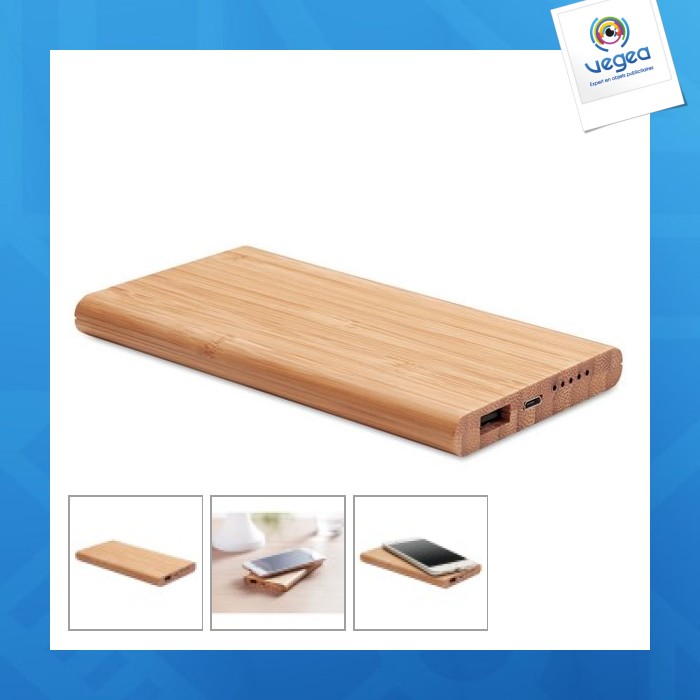 Powerbank/chargeur en bambou 6000mah