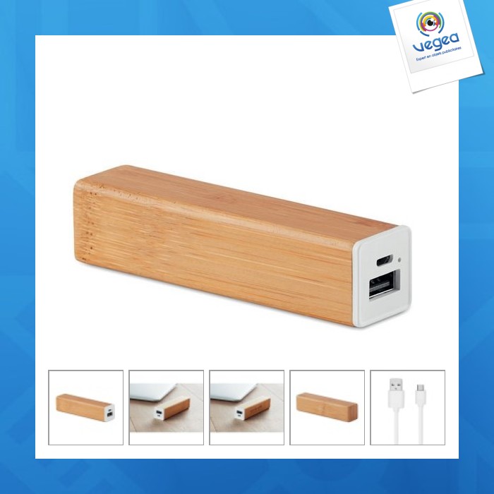 Powerbank publicitaire bambou 2200 mah