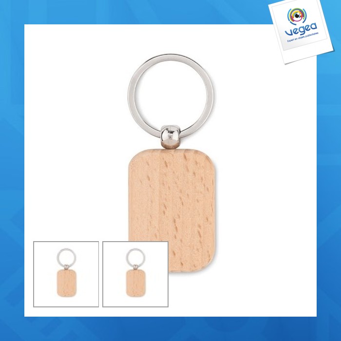 Porte-clés personnalisable rectangulaire bois