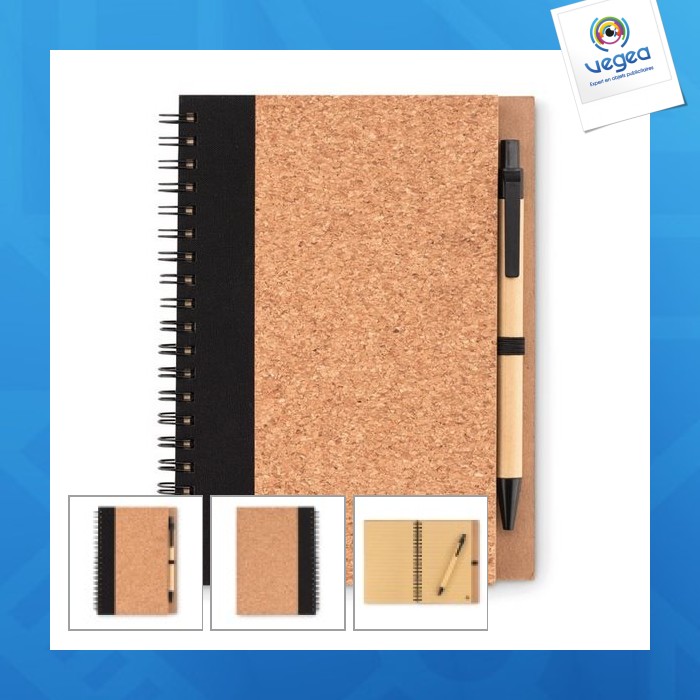 Carnet a5 personnalisable en liège avec stylo