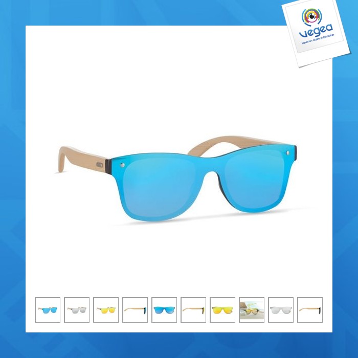 Lunettes de soleil avec logo en bambou et verre miroir