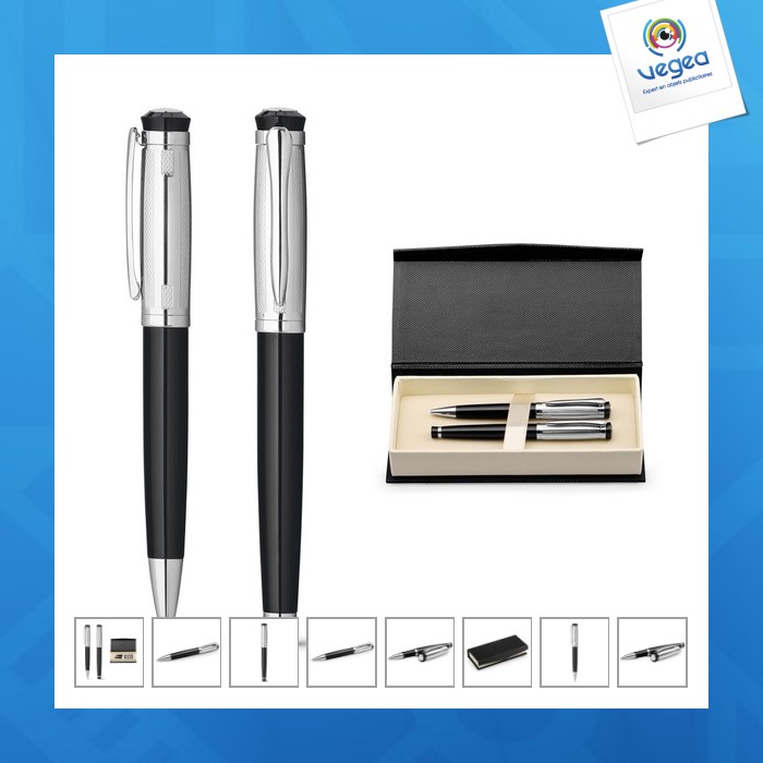 Kit roller et stylo bille publicitaire en métal