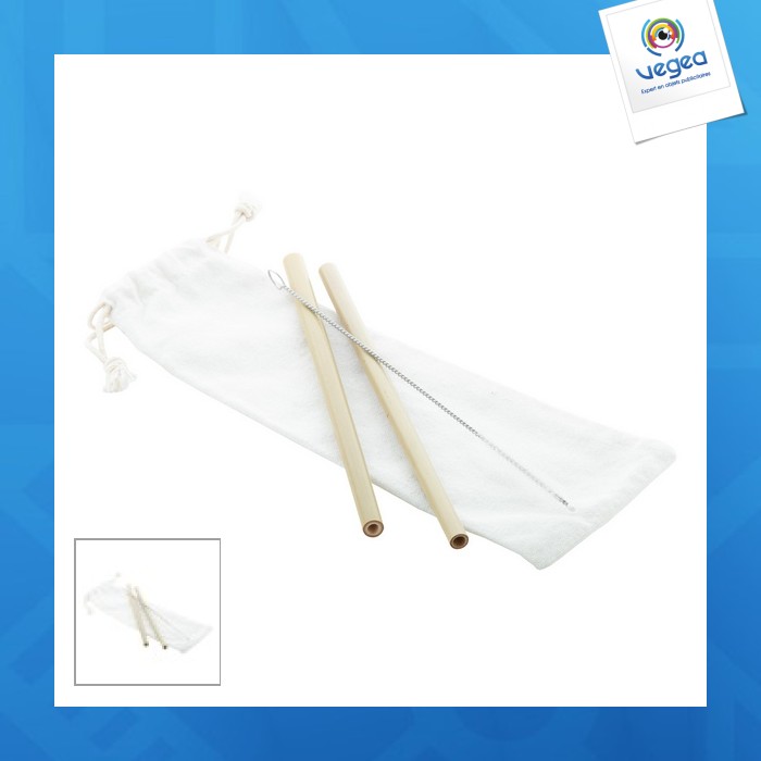 Set 2 pailles promotionnelles bambou