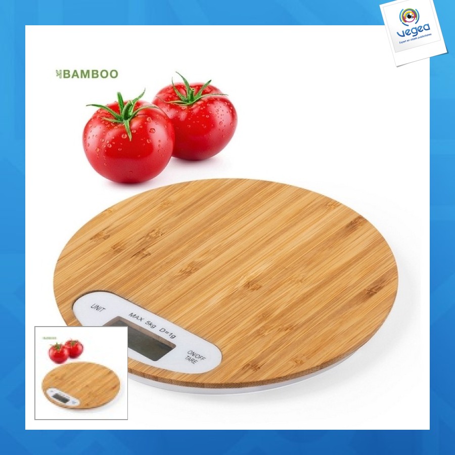 Balance de cuisine personnalisable avec plateau bambou