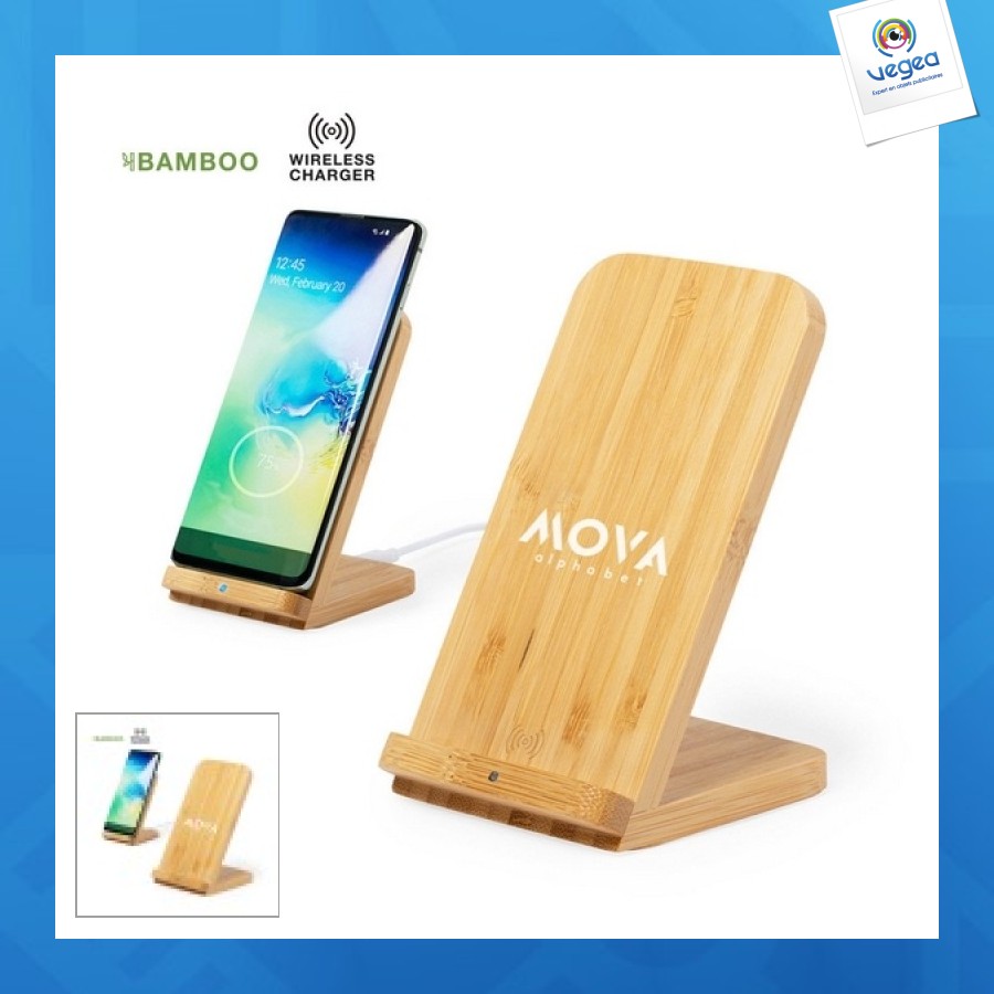 Support bambou avec charge sans fil 5w