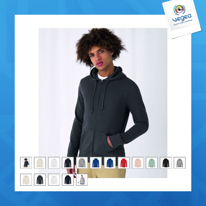 Sweat capuche personnalisable zippé organique
