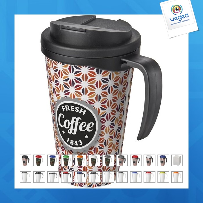 Mug isolant brite-americano® grande 350ml avec couvercle anti fuite