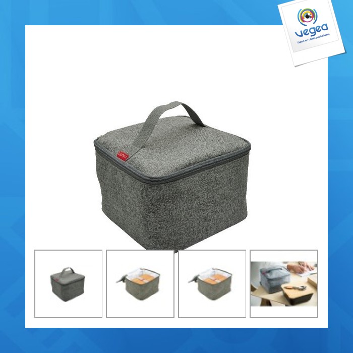 Sac à bento isotherme personnalisable 'sendai', gris chiné rpet