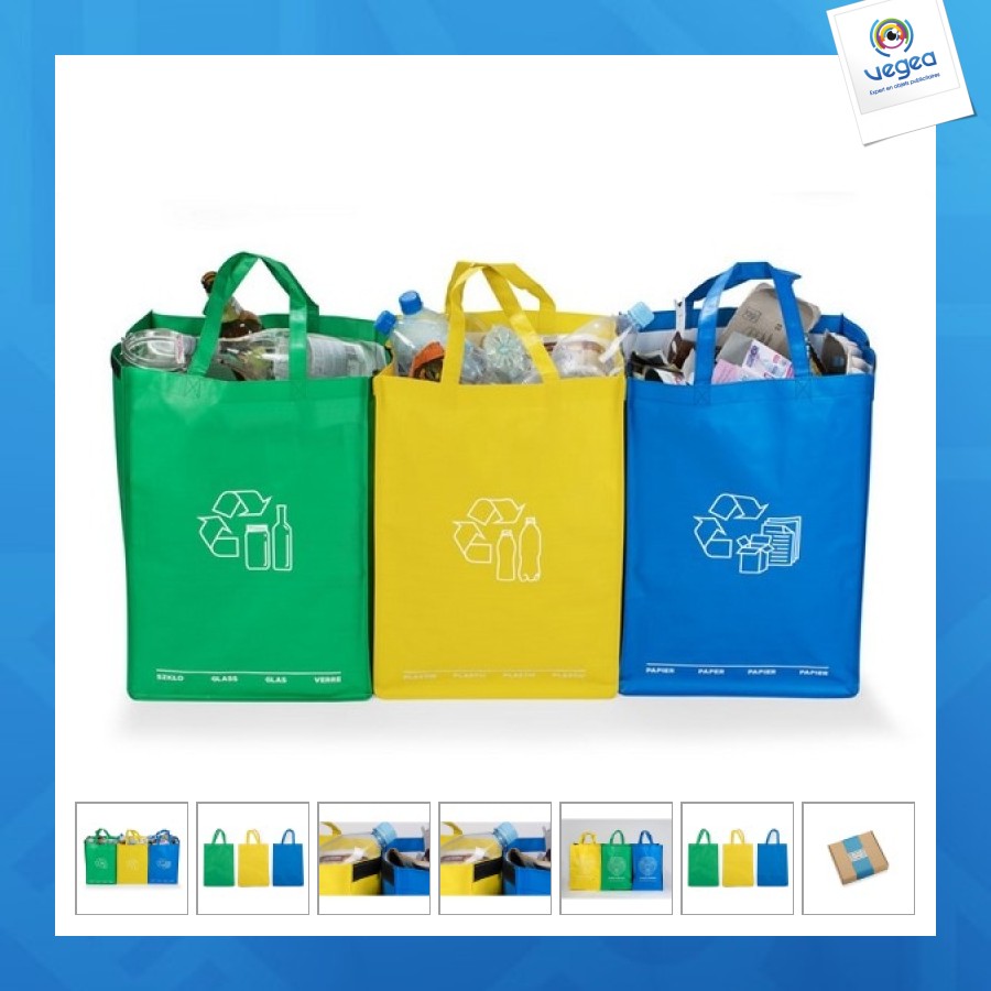 Triple sac poubelle personnalisable de tri
