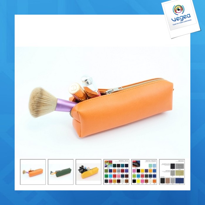 Trousse personnalisable zippée 196x58x63mm en pu