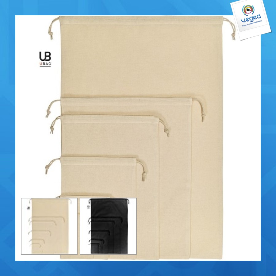Pochon avec logo en coton bio 10x14cm