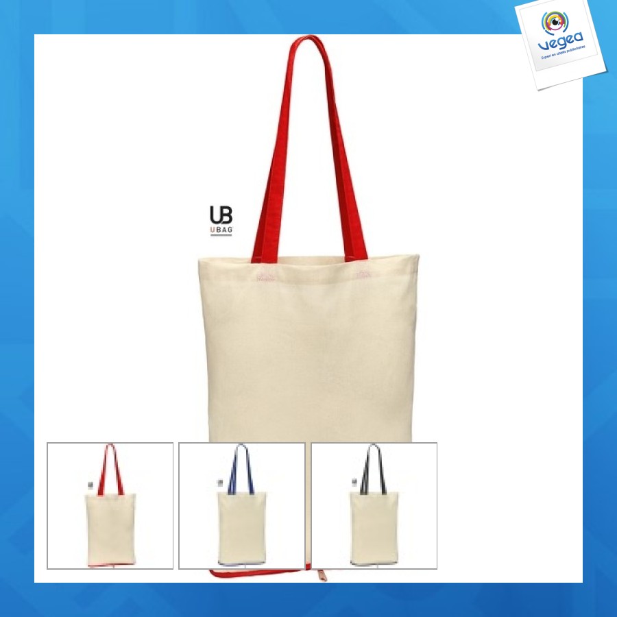 Sac promotionnel pliable en coton bicolore