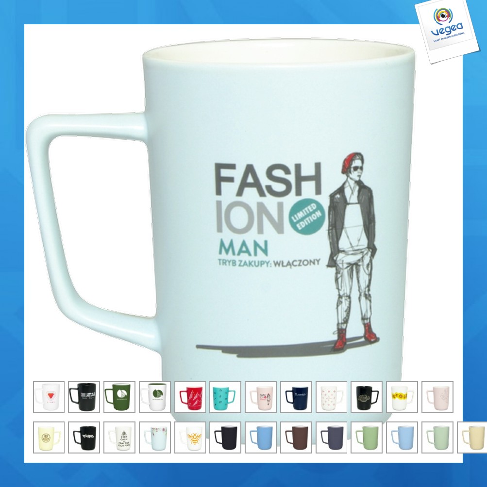 Grand mug promotionnel allongé 40cl en porcelaine