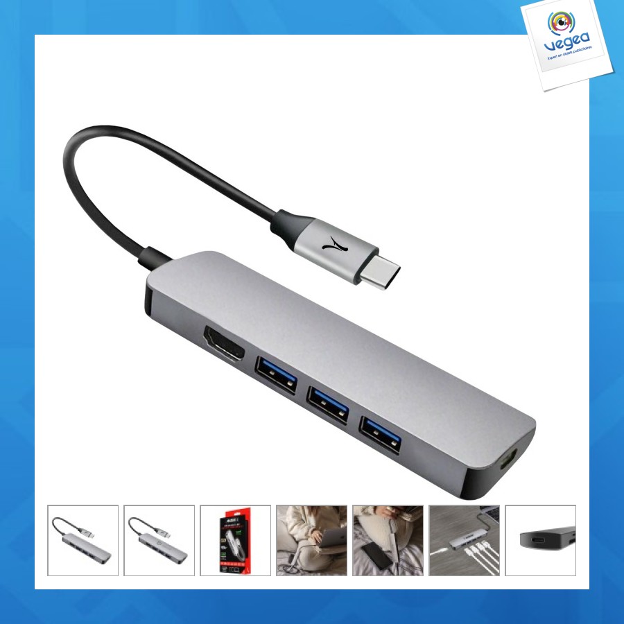 Hub avec logo 5 en 1 - usb type-c
