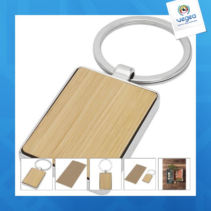 Porte-clés personnalisable rectangulaire neta en bambou