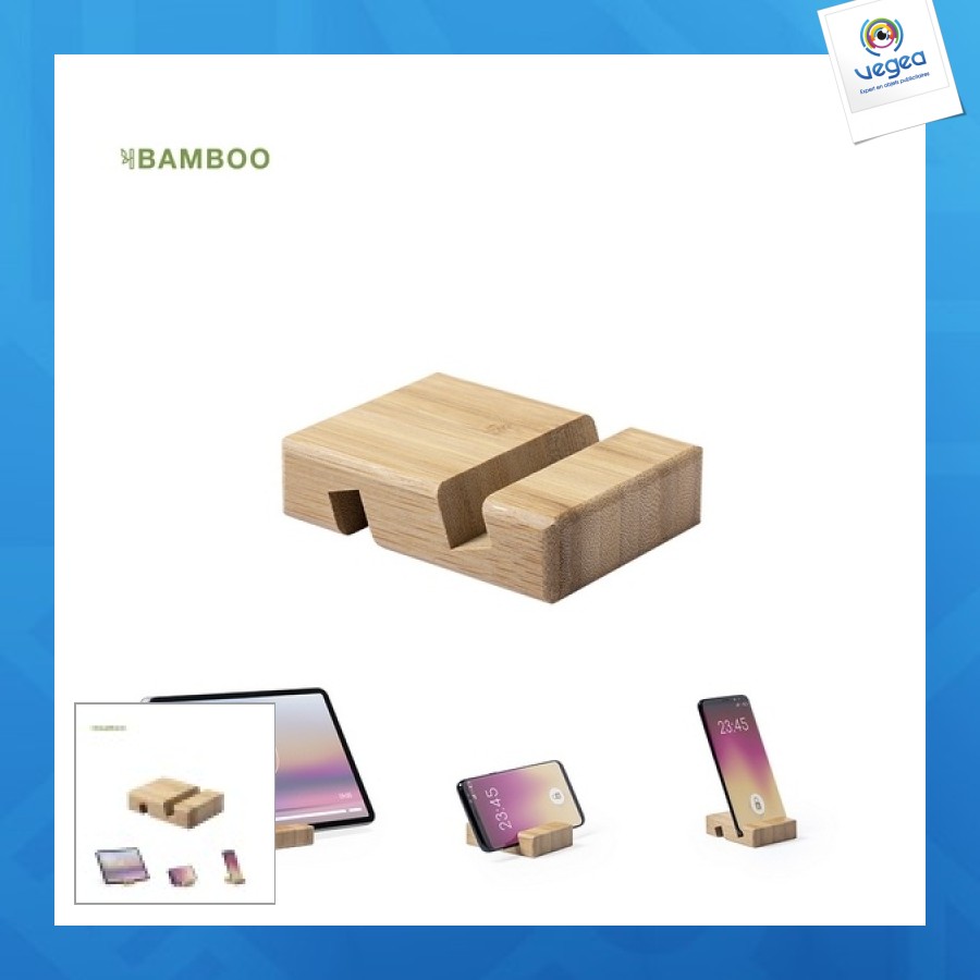 Support publicitaire bambou double encoche