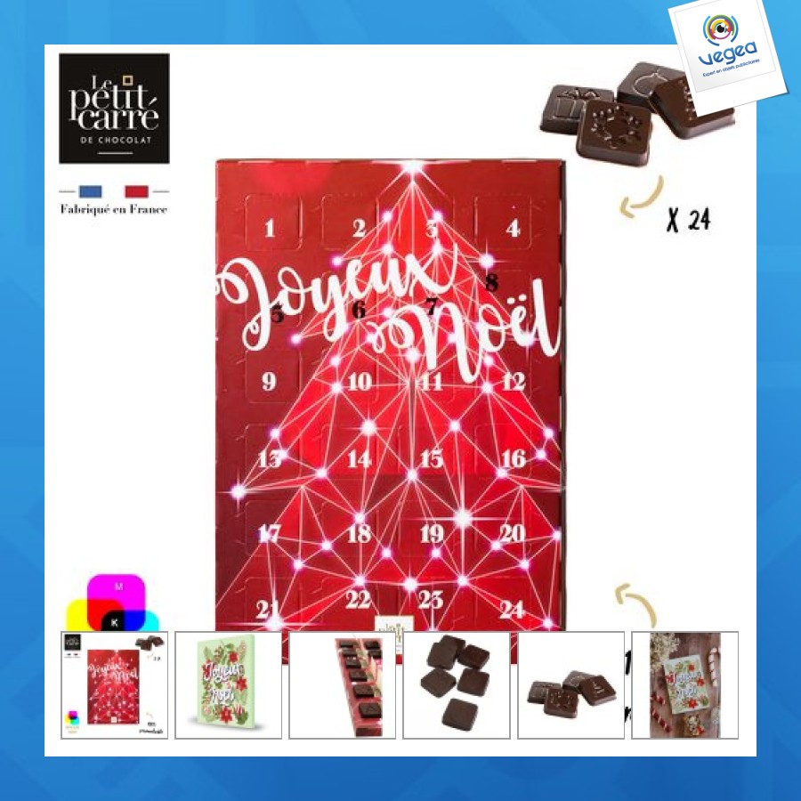 Calendrier de l'avent personnalisable basic 60g noir 71% bio