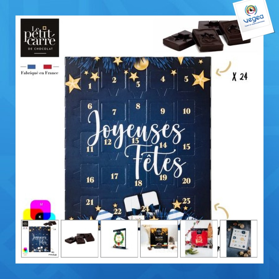 Calendrier de l'avent promotionnel basic 125g noir 71% bio