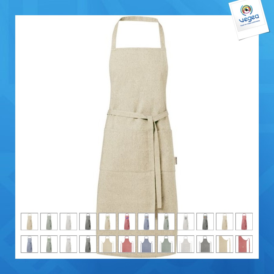 Tablier personnalisable pheebs en coton recyclé de 200g/m²