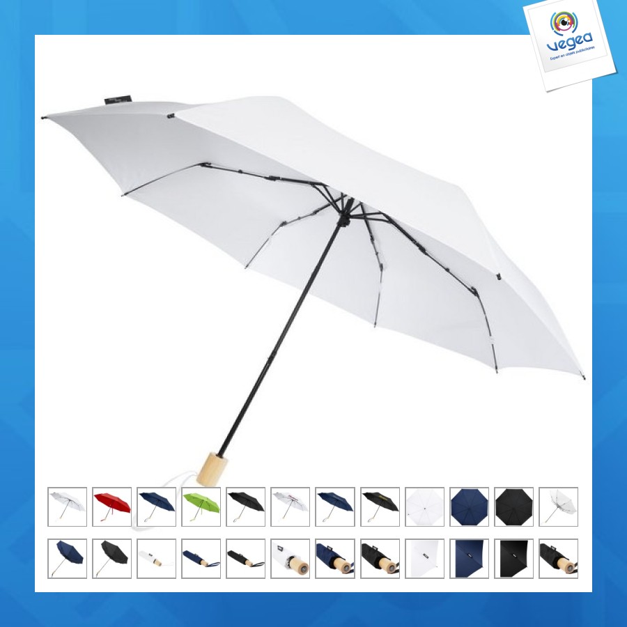 Parapluie personnalisé 21 pliable windproof en rpet recyclé birgit
