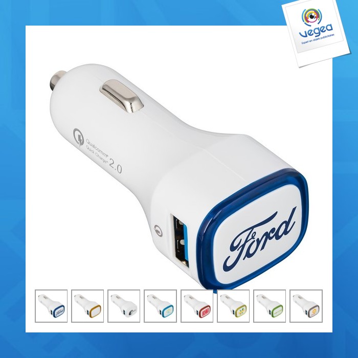 Chargeur voiture usb publicitaire quick charge 2.0® collection 500