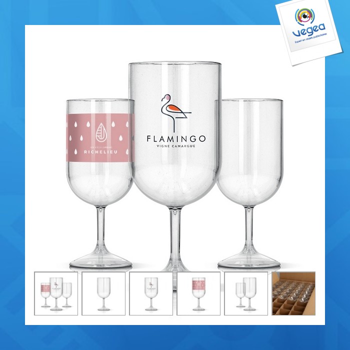 Verre à pied personnalisé en plastique réutilisable tritan® 18cl ras bord