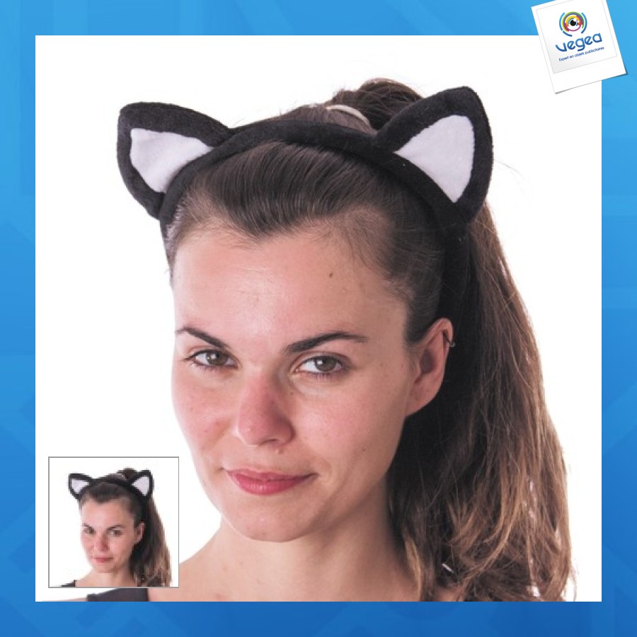 Serre tête chat blanc et noir velours