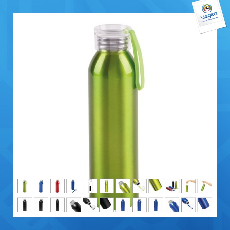 Bouteille personnalisable aluminium 65cl bouchon transparent