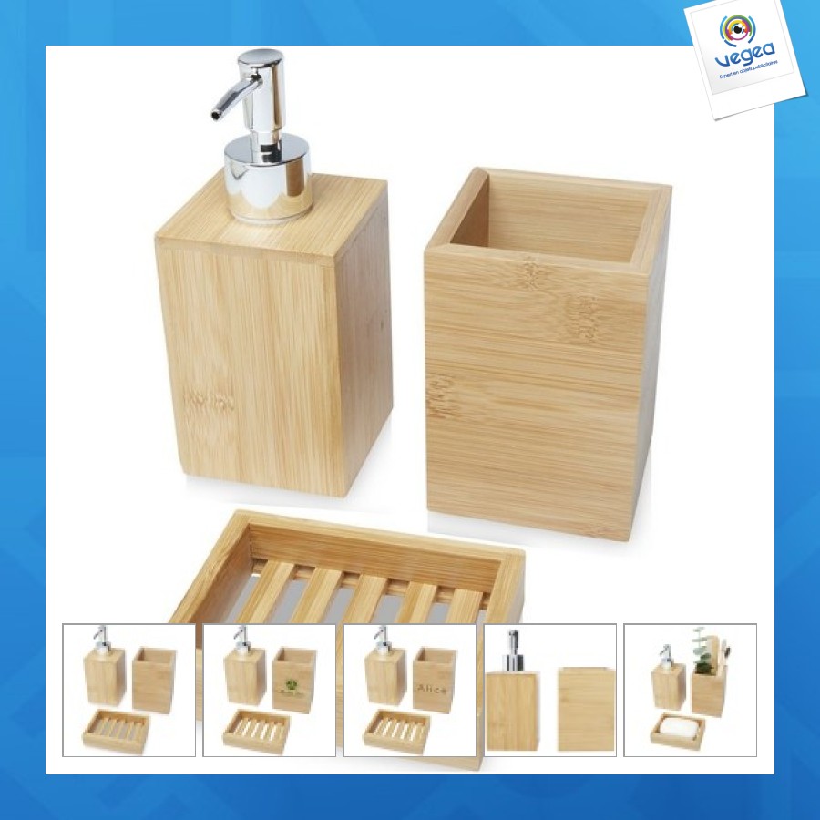 Ensemble 3 pièces pour salle de bains hedon en bambou