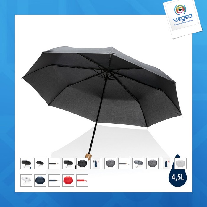 Mini parapluie personnalisable 20.5" rpet 190t poignée bambou impact aware™
