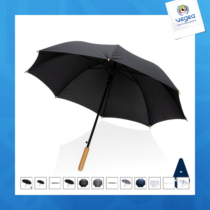 Parapluie avec logo 23" en rpet et bambou ouverture auto impact aware™