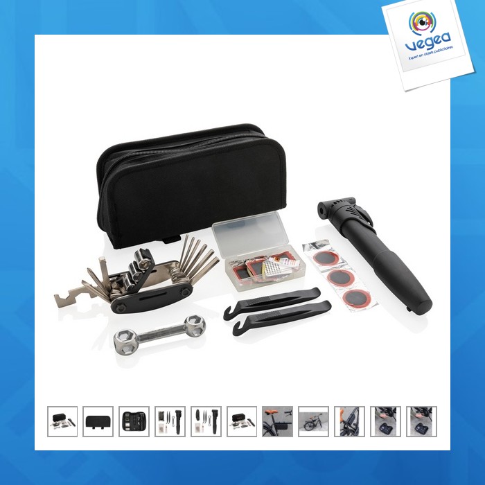 Kit de réparation publicitaire vélo 17 pièces