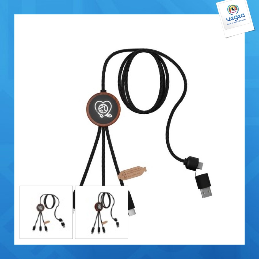 Long câble publicitaire rond éco 5-en-1 (import)