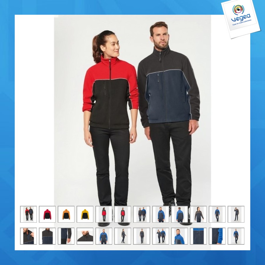 Veste publicitaire micropolaire bicolore écoresponsable unisexe