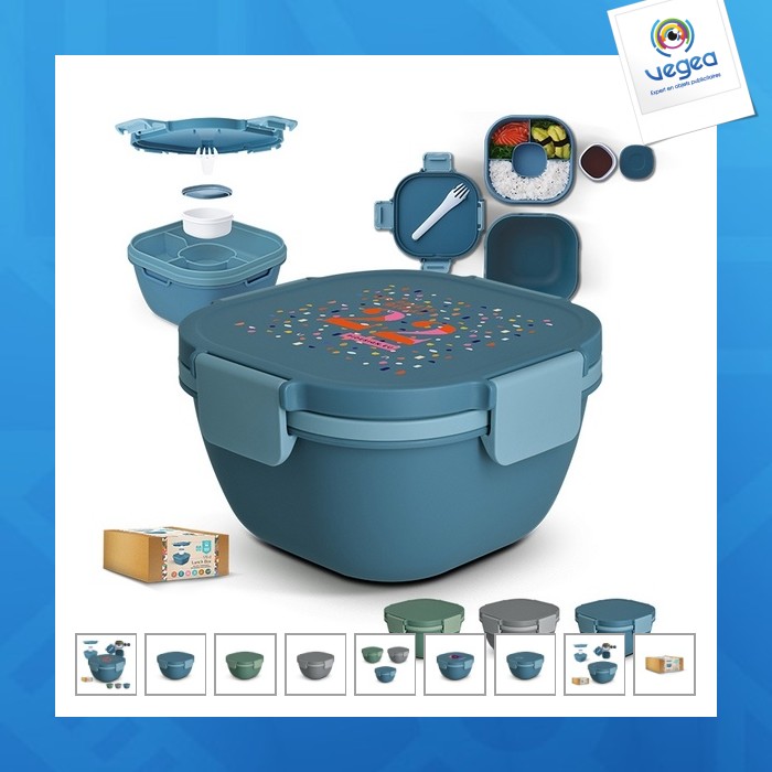 Boite a repas personnalisable lunch box multi-compartiments avec fourchette