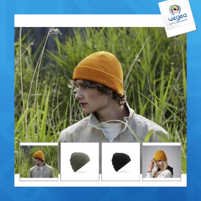 Bonnet nid d'abeille en coton organique