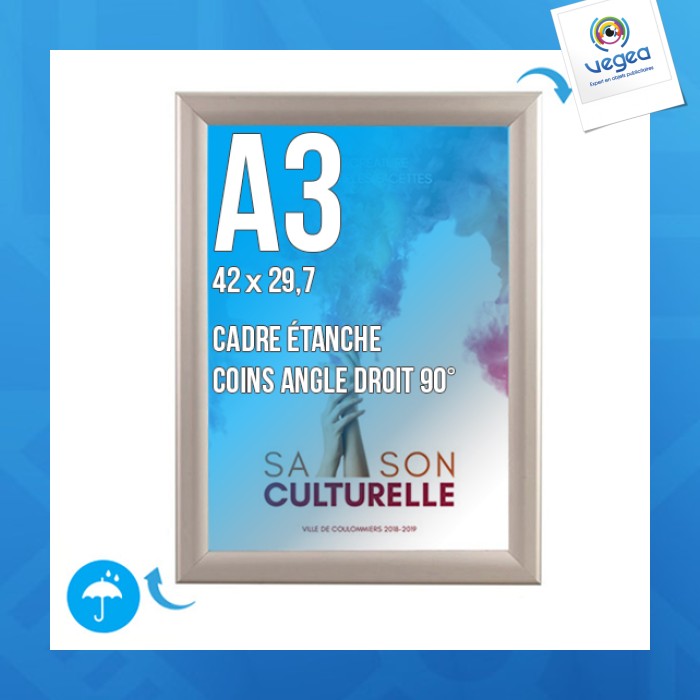 Cadre affichage publicitaire clic-clac mural a.3 (420x297mm) étanche